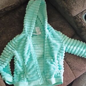 Kidgets Mint Green Ribbed Plush Hooded Jacket